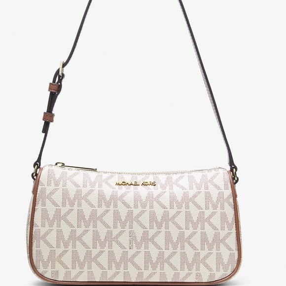 Michael Kors Signature Logo Jet Set Pouchette in vanilla NWT - Picture 1 of 4